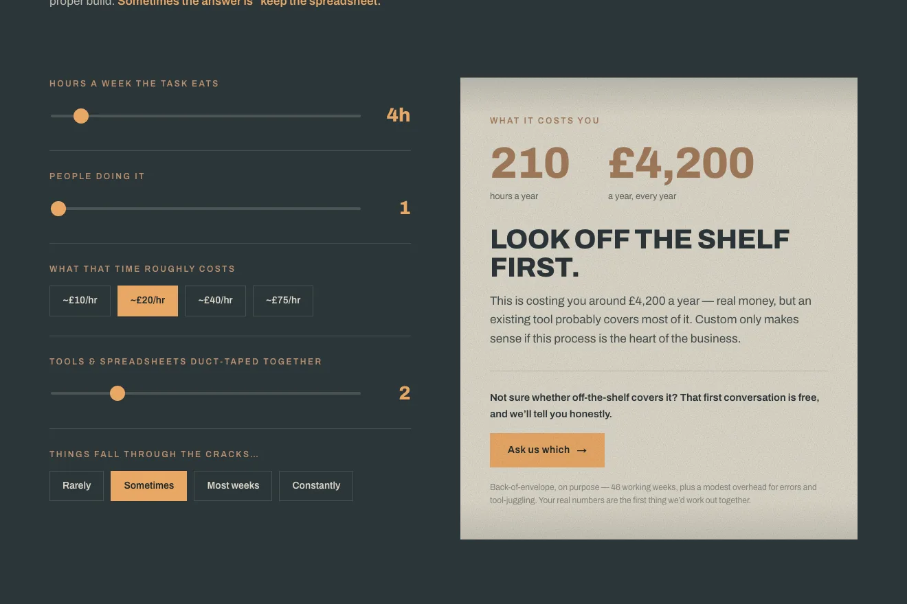 The worth-it calculator — one of four free tools on the site